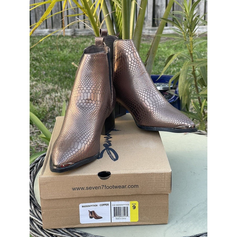 NEW! seven7footwear Madison Python Boot. Copper. Size 9. With Box & Tag.